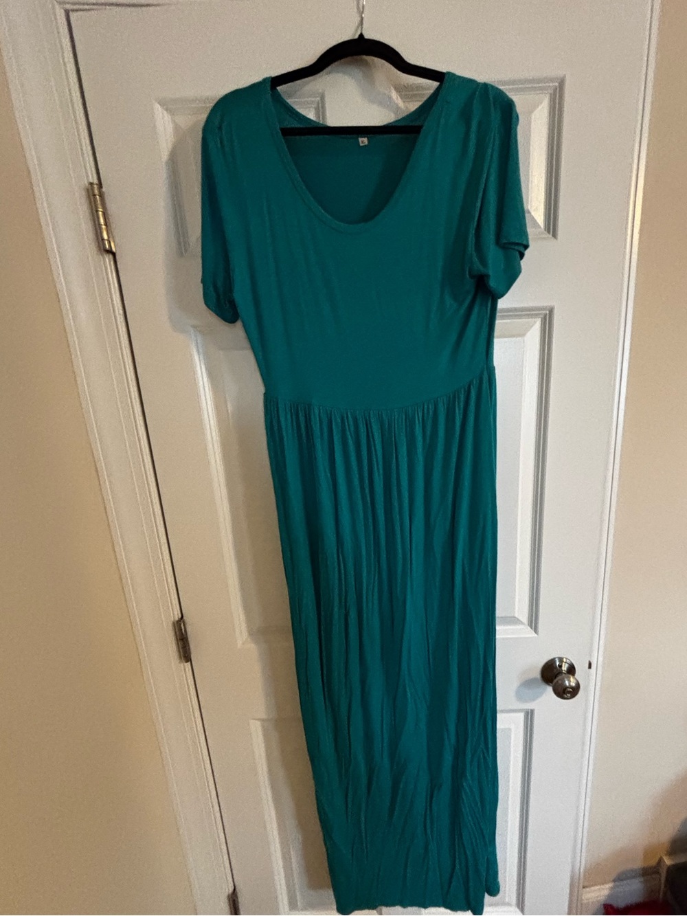 Teal Short-Sleeve Maxi Dress - Classic Scoop Neck